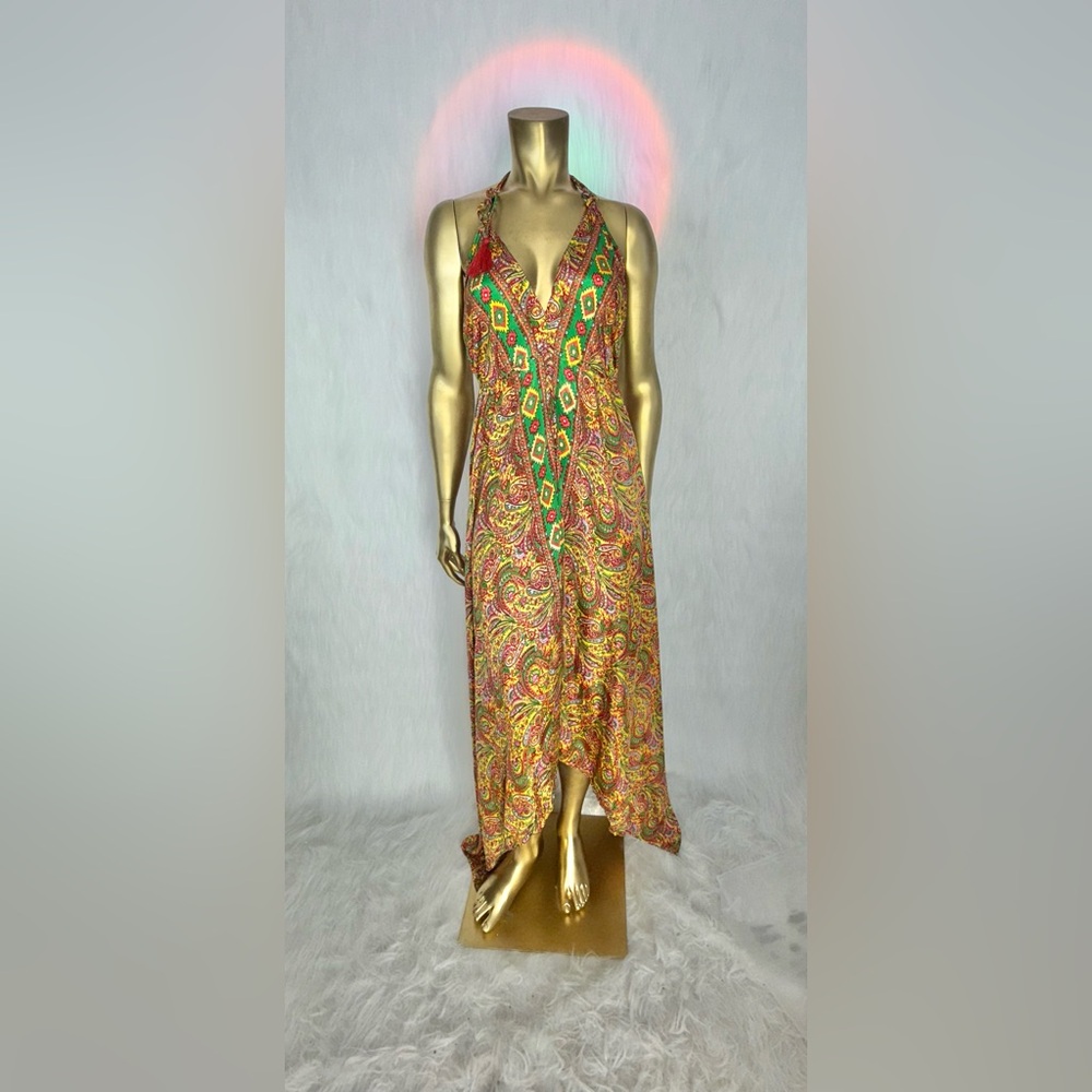 Jessica Taylor Dress Women’s One-Size Vibrant Paisley Maxi Dress w/ Drawstring